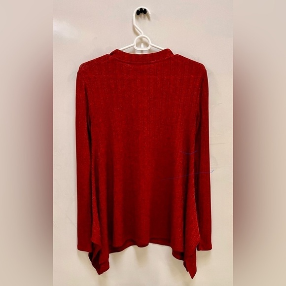 Burgundy Flowy Handkerchief Keyhole Top Size Small Dressy Trendy Monochrome Teen - Picture 6 of 13